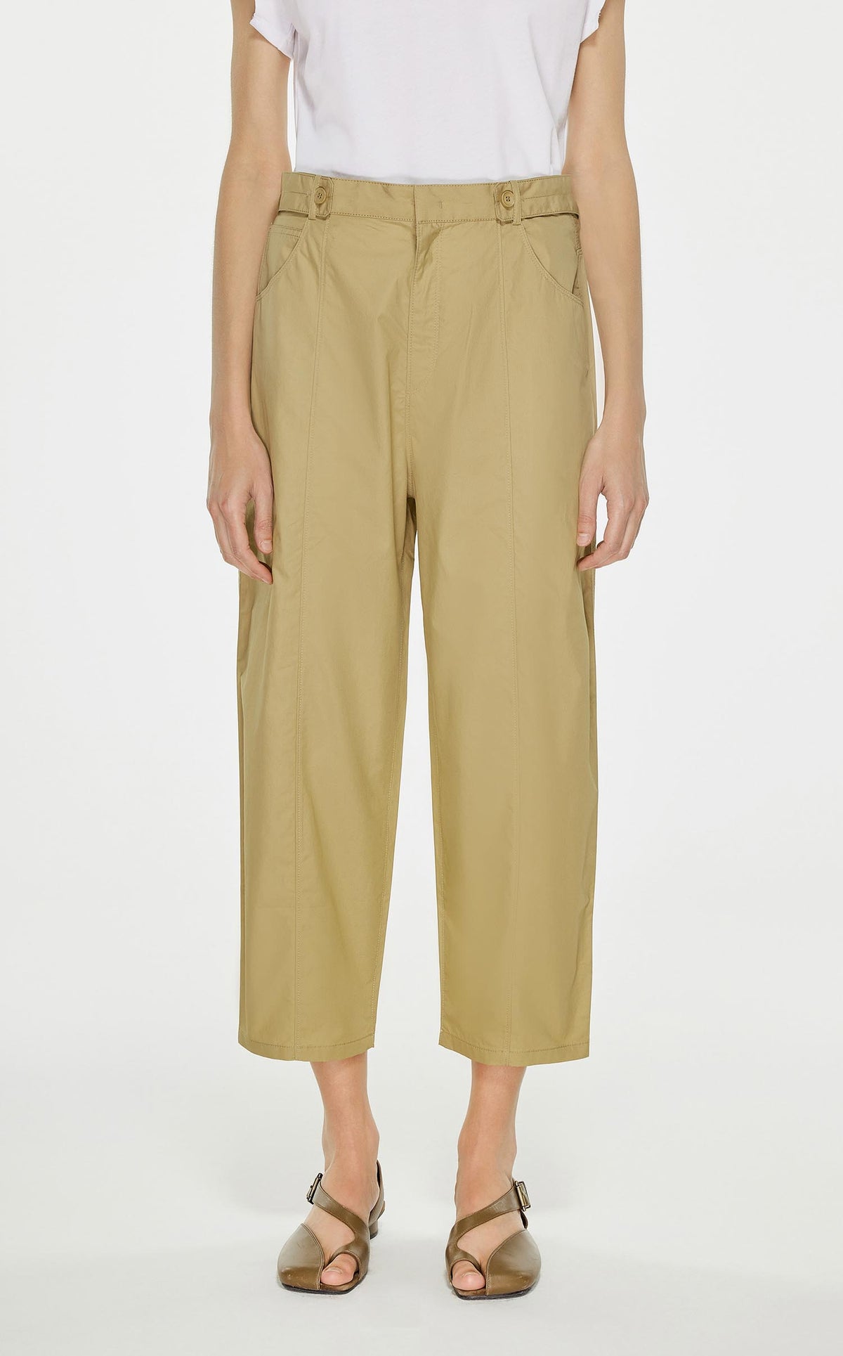 Pants / JNBY Solid Cotton Cropped Pants (100% Cotton) Khaki