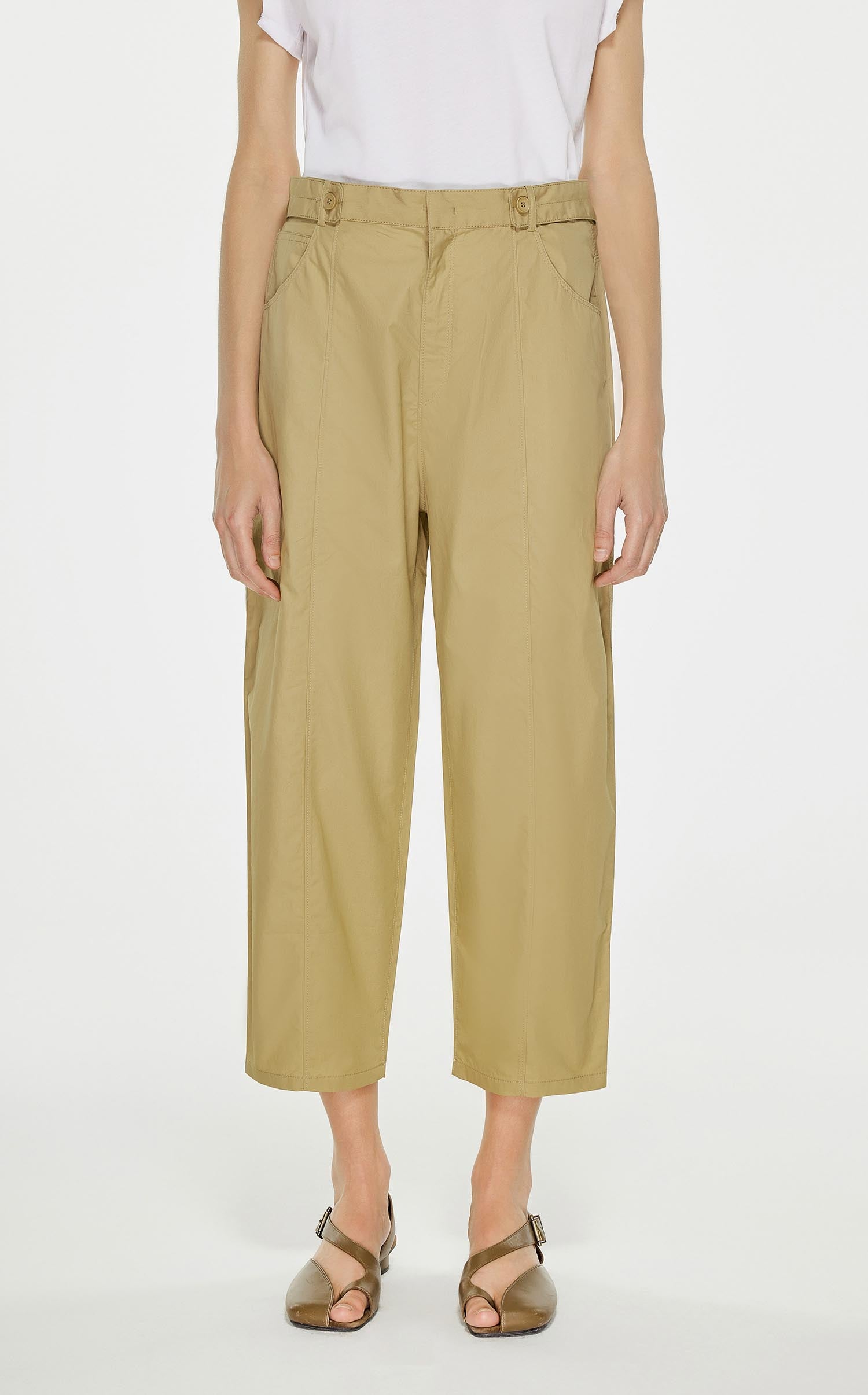 Pants / JNBY Solid Cotton Cropped Pants (100% Cotton) Khaki